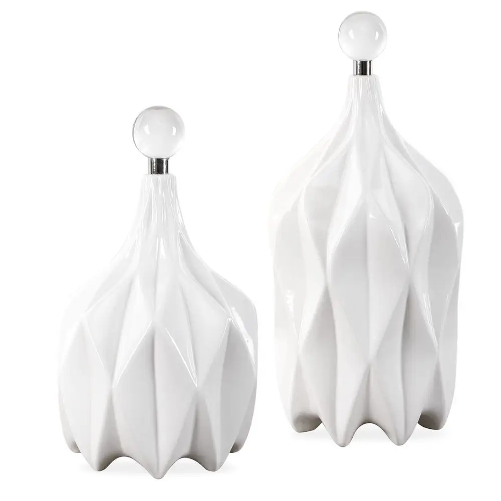 0e399e7b006a9f68cbfdf1c9961efc19 Klara Bottles, White, S/2 - Image 1