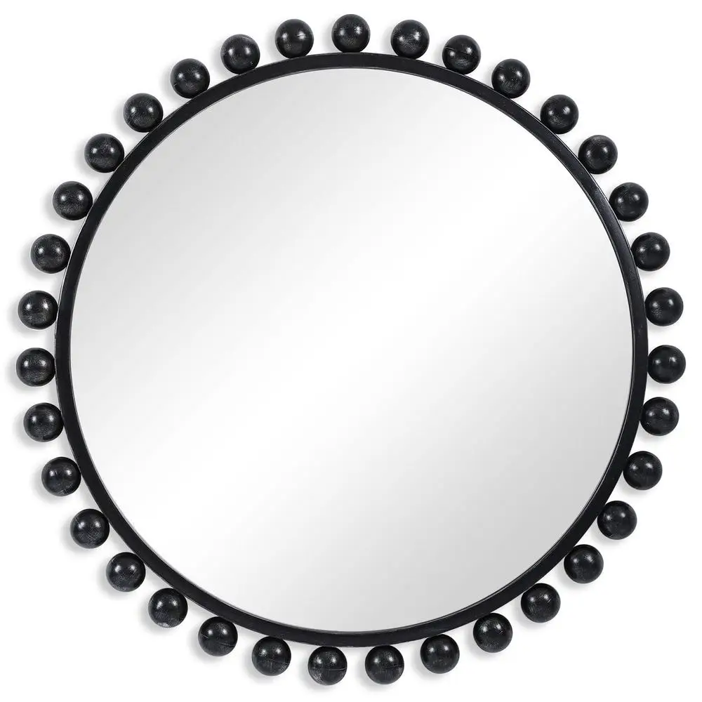 15166f4ddf886b5263892e14fc1ff72f Cyra Round Mirror, Black - Image 1