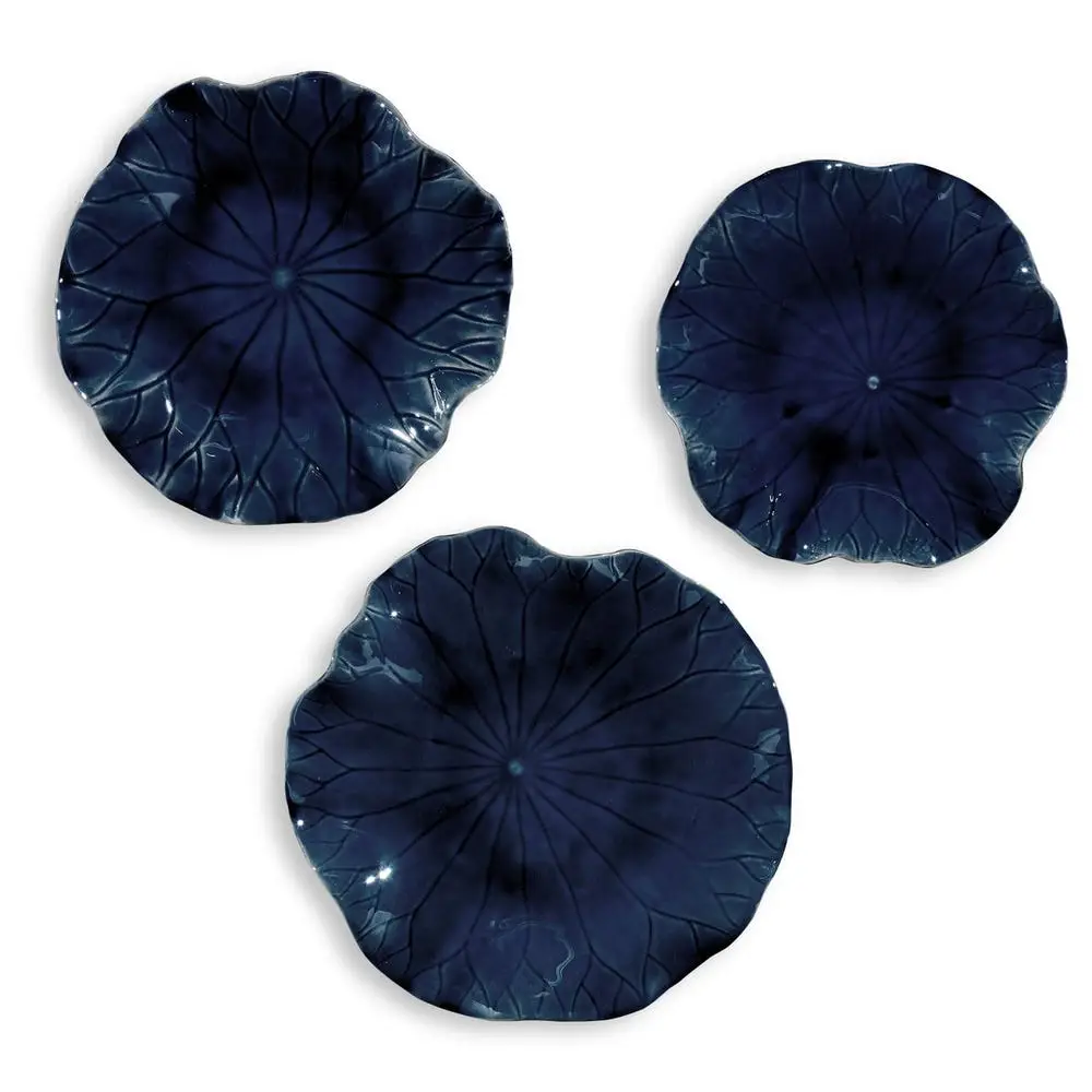 215a03e472669dffe5471a8f885cec87 Abella Ceramic Indoor-outdoor Wall Decor, Cobalt, S/3 - Image 1