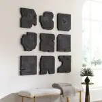 Bahati Wood Wall Decor, Black, S/9