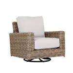 Havana Swivel Club Rocker in Canvas Flax w/ Self Welt