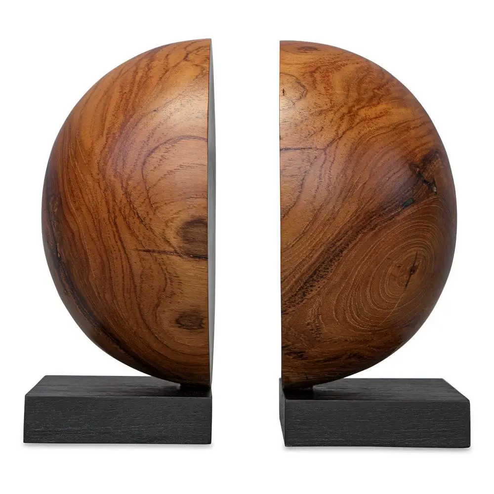 59060fcf9ba4ba9d287a9ebac8c6995a Teak And Noir Bookends, S/2 - Image 1