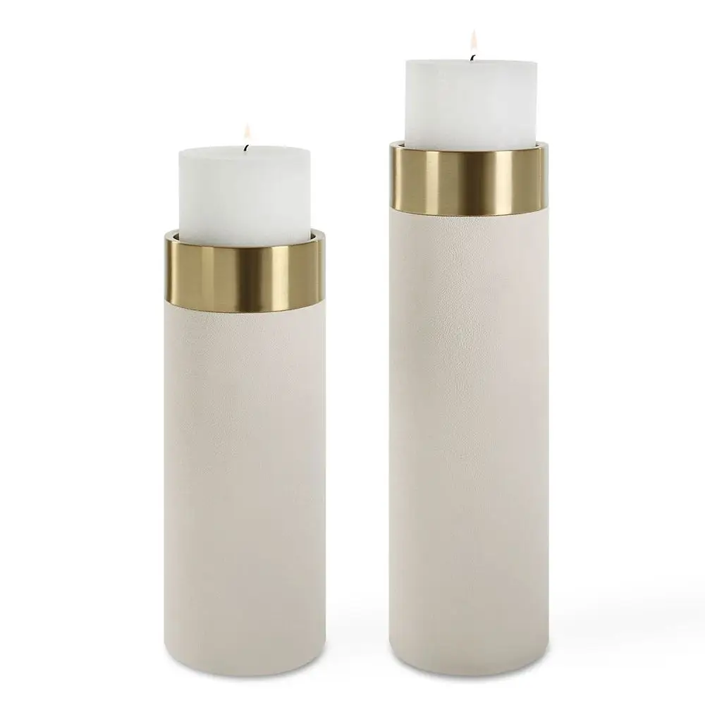 84158eb18628f4706471b0183b68736e Wessex Candleholders, White, S/2 - Image 1