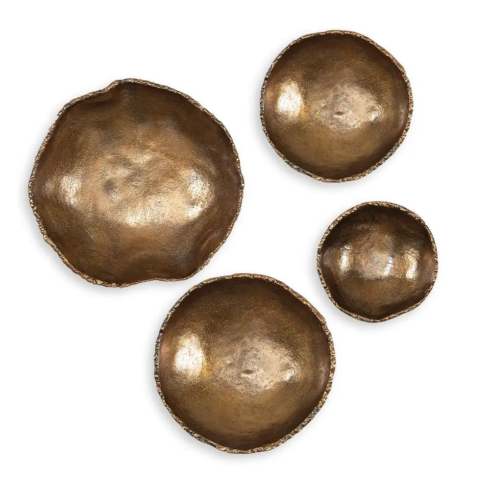 8a4899163b6a41932fd96783981be853 Lucky Coins Indoor-outdoor Metal Wall Decor, Brass, S/4 - Image 1