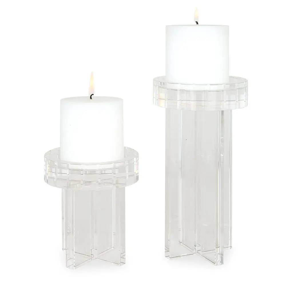 8add55b4761ae94e1abd663078f9813f Crystal Pillar Candleholders, S/2 - Image 1
