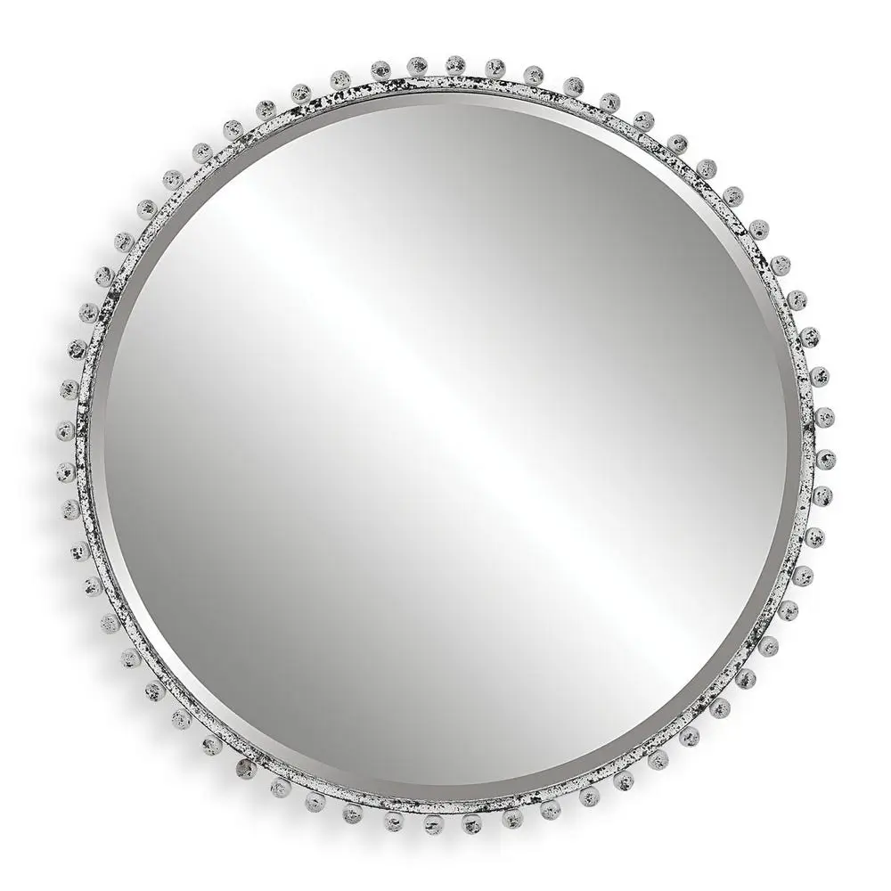 9b2a58c5557cb41f809d49fbe419af53 Taza Round Mirror, Antique White - Image 1