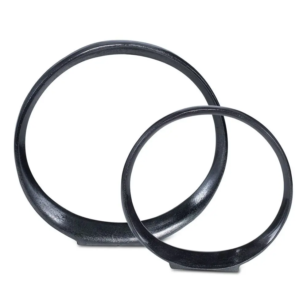 b6fbc0dcbfa9953ac16111800a0830e2 Orbits Ring Indoor-outdoor Sculptures, Black Nickel, S/2 - Image 1
