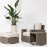 Coronado Club Chair in Canvas Flax w/ Self Welt - Image 3