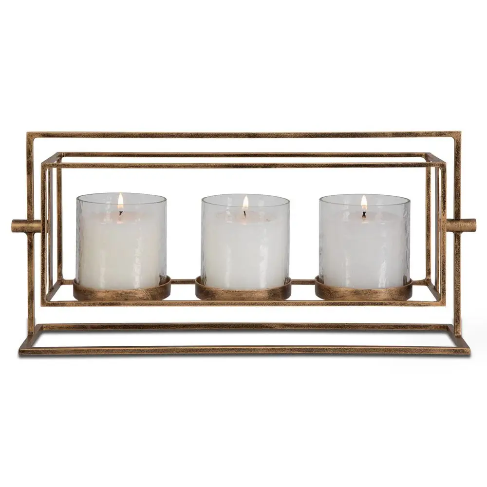 c7901b5244bccc074366aca6d45af5dd Wenman Triple Candleholder, Gold - Image 1